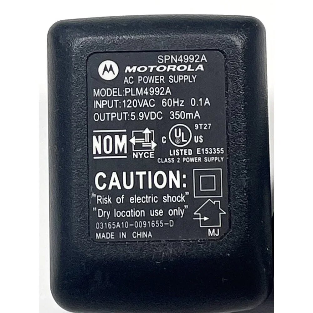 OEM Motorola SPN4992A AC Power Supply Wall Adapter 5.9V 350mA Black PLM4992A EUC